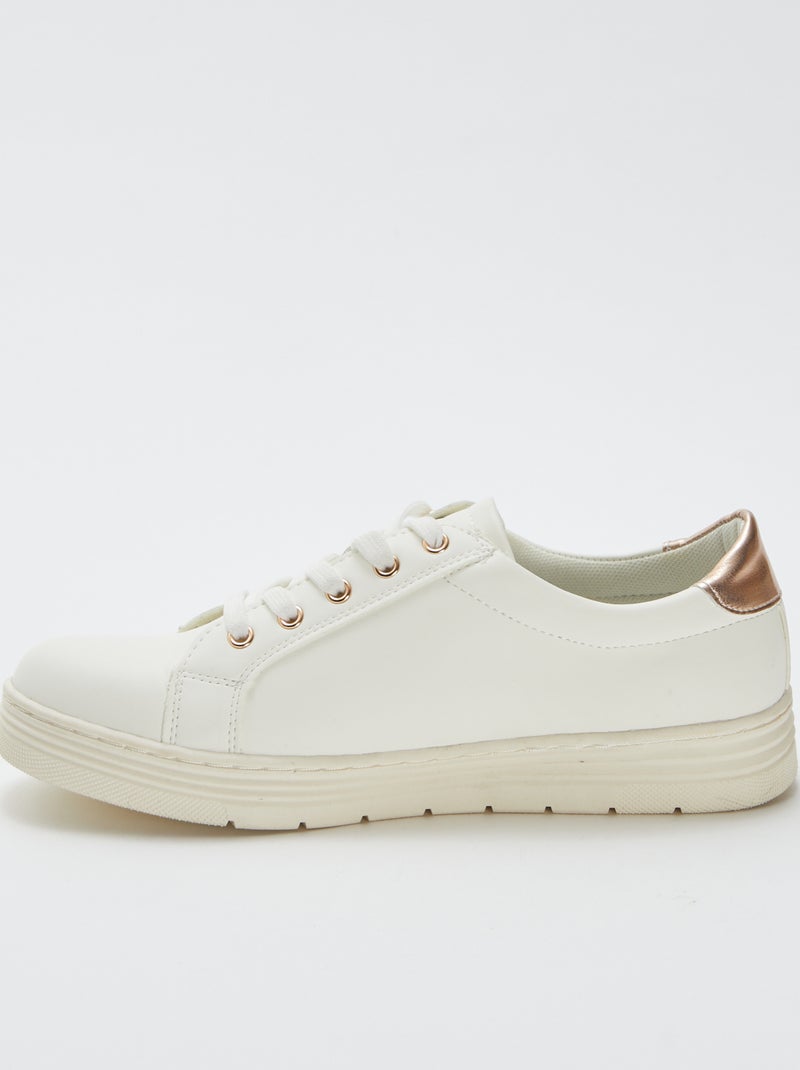 Lage sneakers met bloemen- en vlinderprint WIT - Kiabi