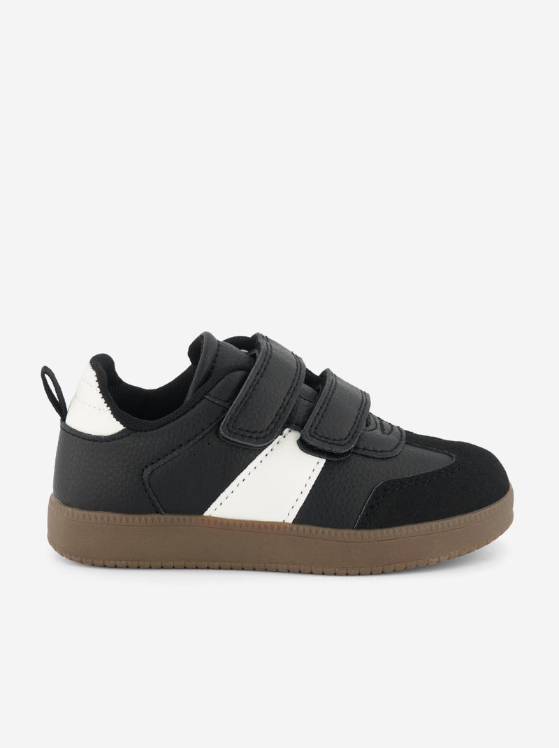 Lage sneakers met contrasterende inzetstukken Zwart - Kiabi