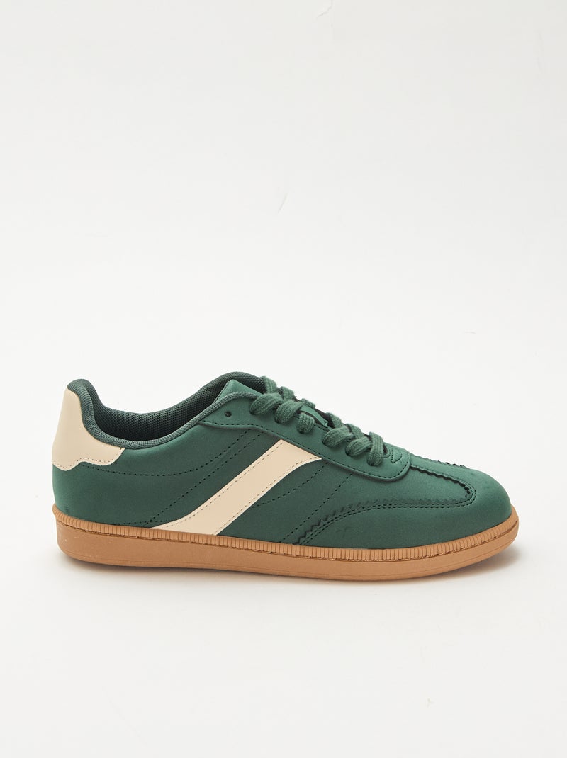 Lage sneakers met contrasterende vlakken Groen - Kiabi