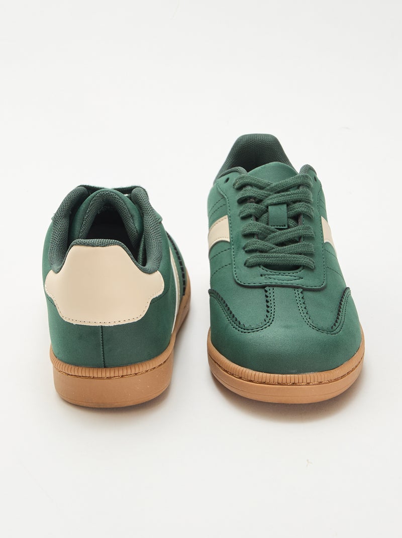 Lage sneakers met contrasterende vlakken Groen - Kiabi