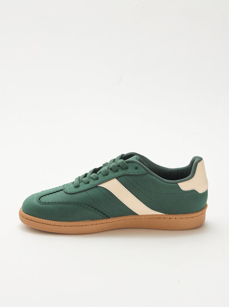 Lage sneakers met contrasterende vlakken Groen - Kiabi