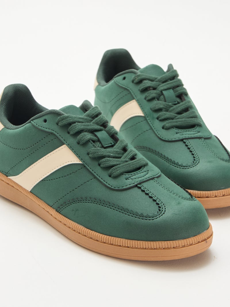 Lage sneakers met contrasterende vlakken Groen - Kiabi