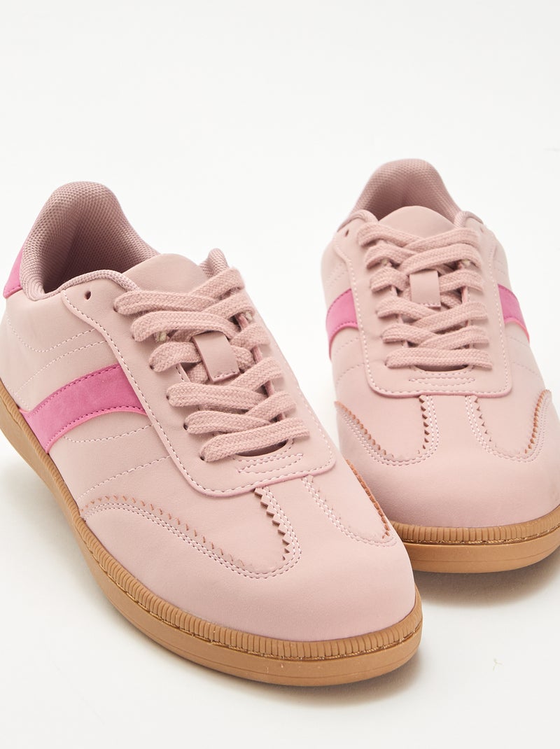 Lage sneakers met contrasterende vlakken Rose - Kiabi
