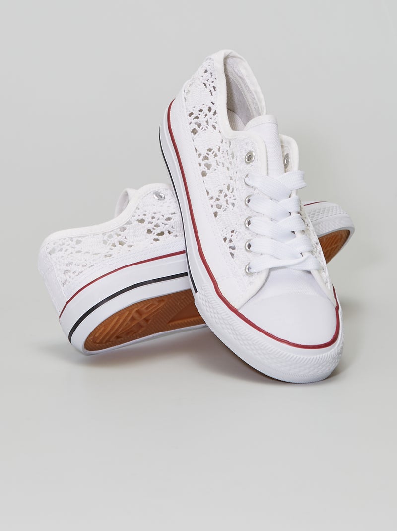 Lage sneakers met Engels kant wit - Kiabi