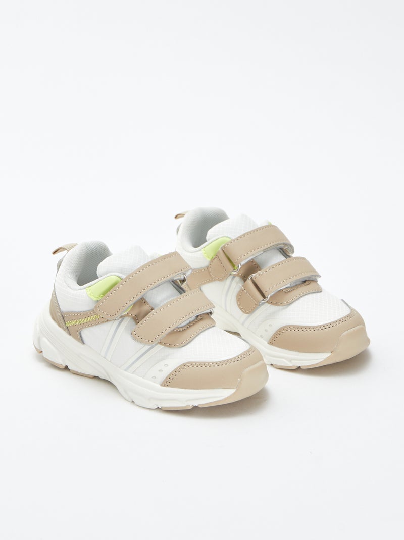 Lage sneakers met fluorescerende details Biege - Kiabi