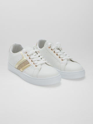Lage sneakers met glanzende details en pailletten