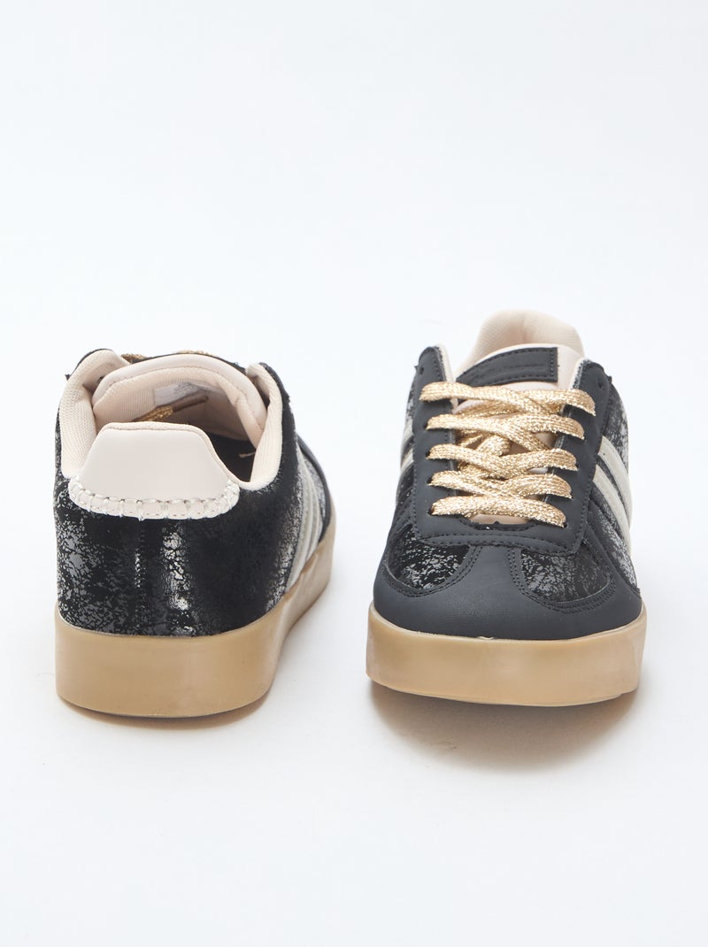 Lage sneakers met goudeffect Zwart - Kiabi