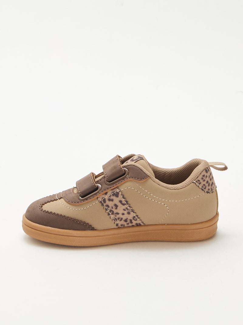 Lage sneakers met klittenband Bruin - Kiabi