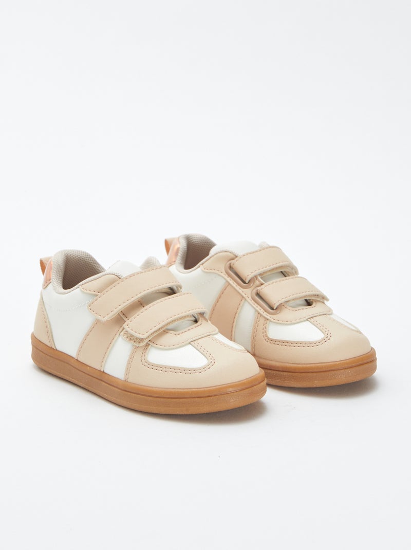 Lage sneakers met klittenbanden BIEGE - Kiabi
