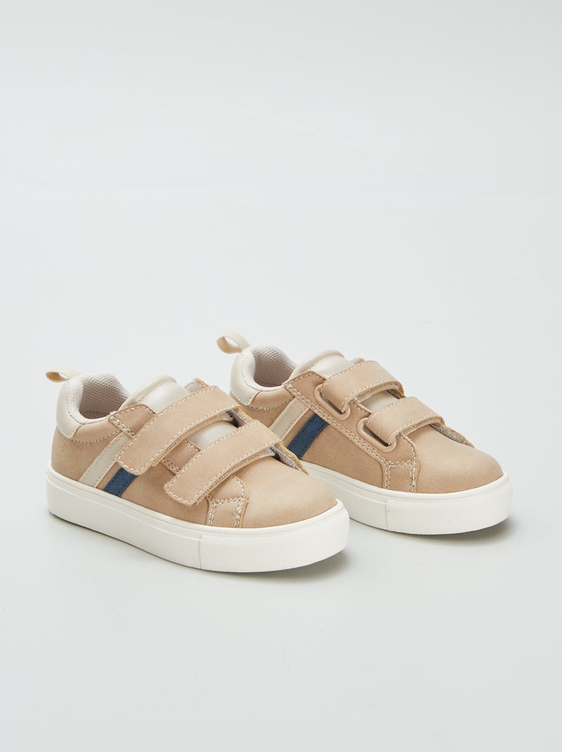 Lage sneakers met klittenbanden BRUIN - Kiabi