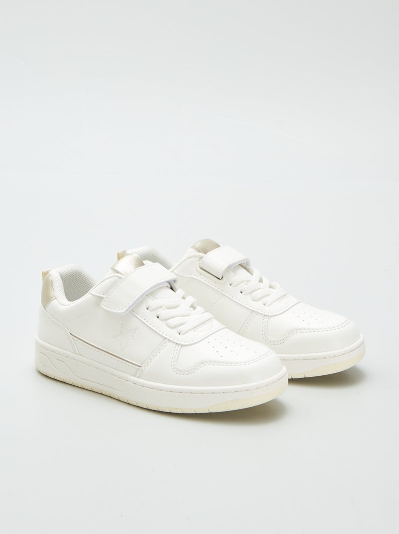 Lage sneakers met klittenbanden en veters wit - Kiabi