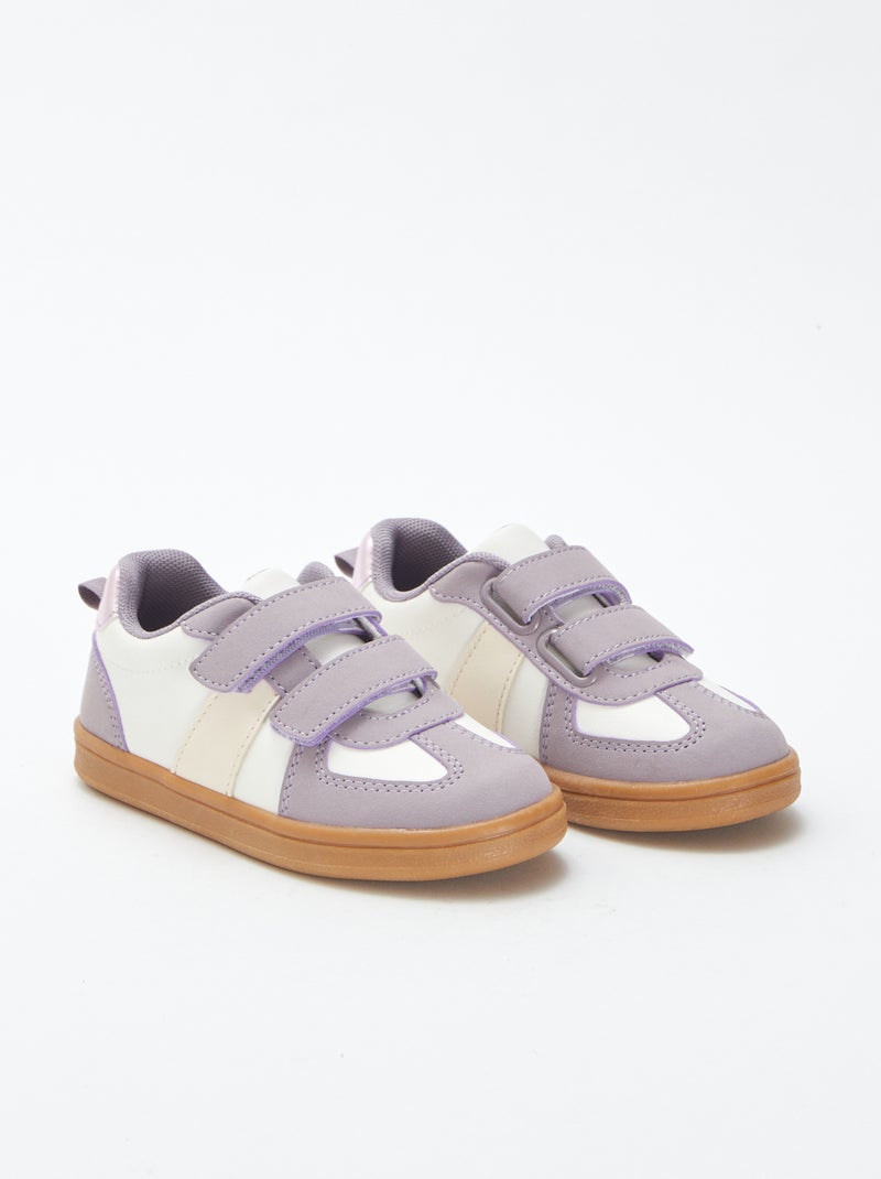 Lage sneakers met klittenbanden PAARS - Kiabi