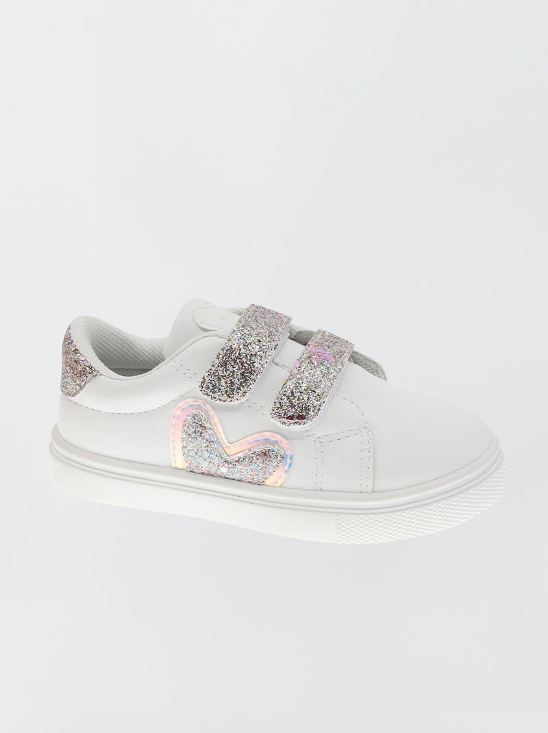 Lage sneakers met klittenbanden wit - Kiabi