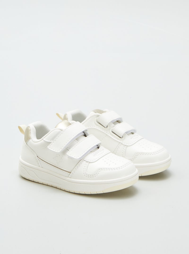 Lage sneakers met klittenbanden wit - Kiabi