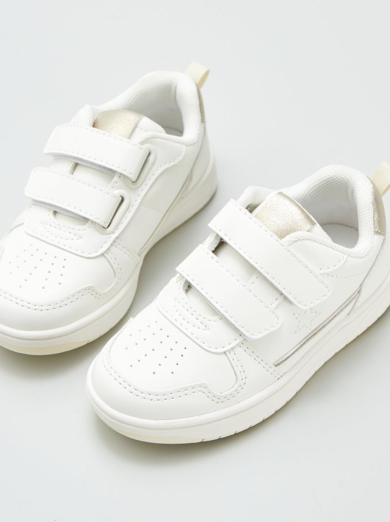 Lage sneakers met klittenbanden wit - Kiabi