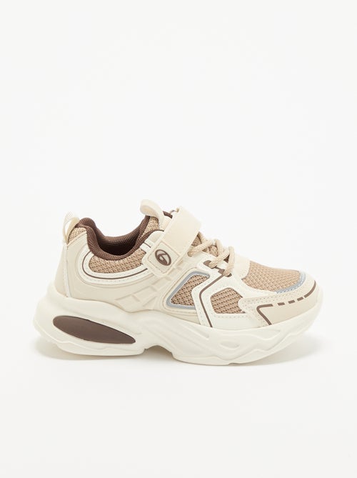 Lage sneakers met klittenbandsluiting + elastische veters - Kiabi