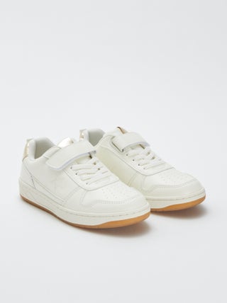 Lage sneakers met klittenbandsluiting en veters