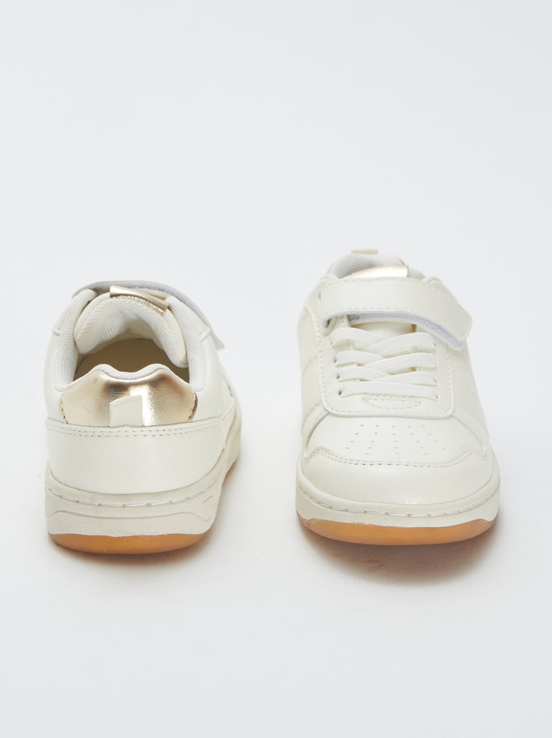 Lage sneakers met klittenbandsluiting en veters Biege - Kiabi