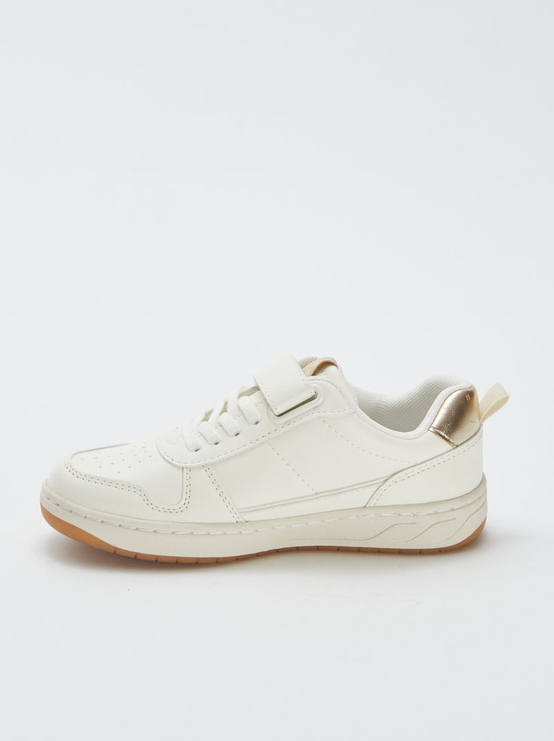 Lage sneakers met klittenbandsluiting en veters Biege - Kiabi