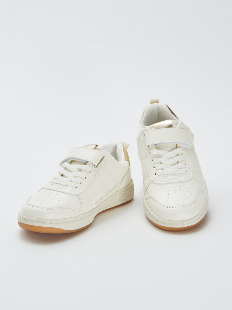 Lage sneakers met klittenbandsluiting en veters Biege - Kiabi