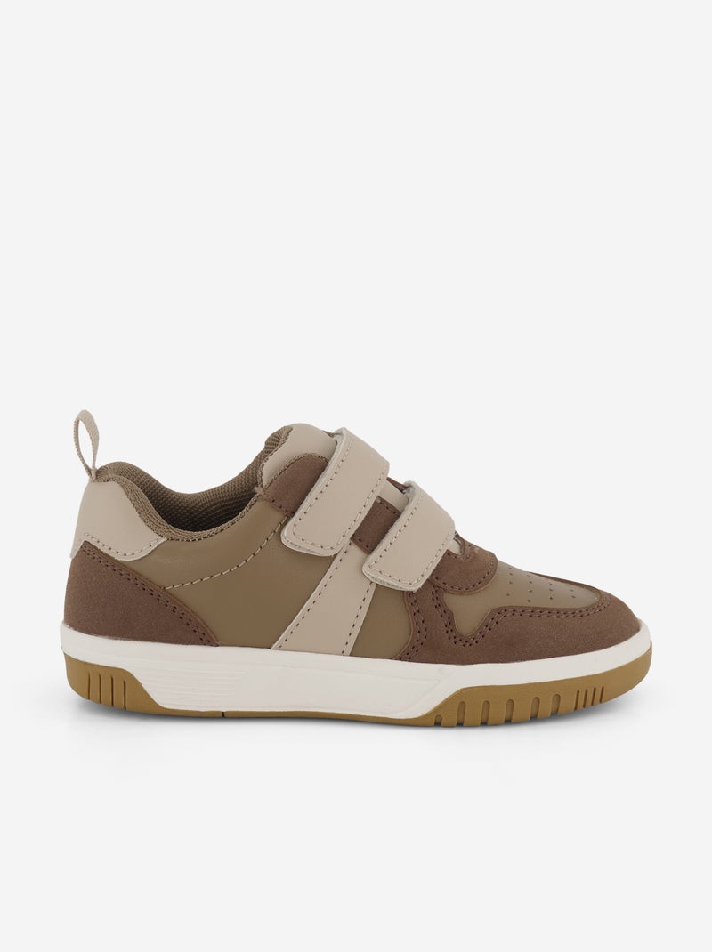 Lage sneakers met klittenbandsluitingen Bruin - Kiabi