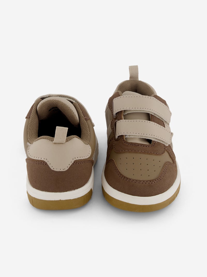 Lage sneakers met klittenbandsluitingen Bruin - Kiabi