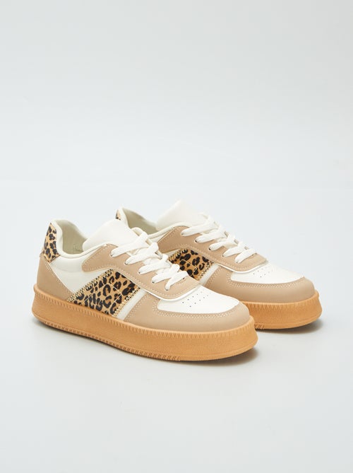 Lage sneakers met luipaardprint - Kiabi