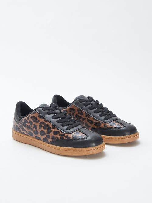 Lage sneakers met luipaardprint - Kiabi