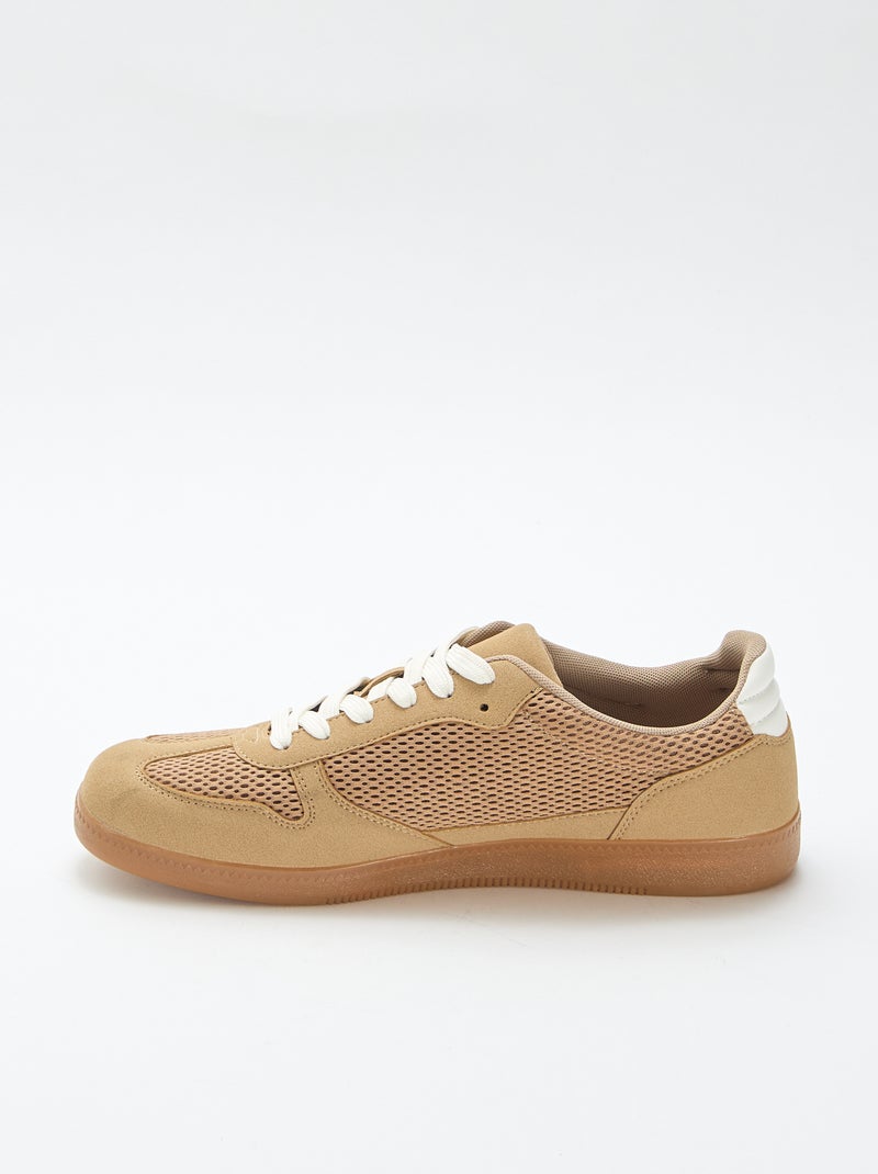 Lage sneakers met textiele details Bruin - Kiabi