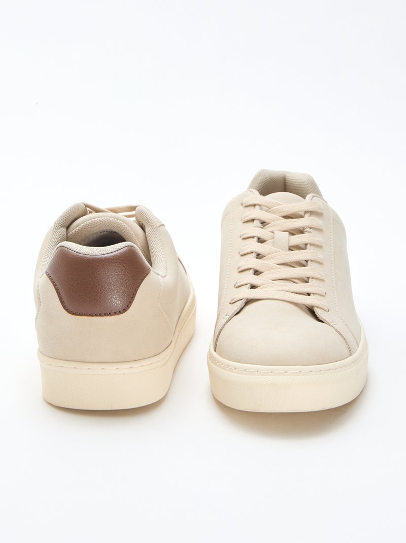 Lage sneakers met textuur Beige - Kiabi