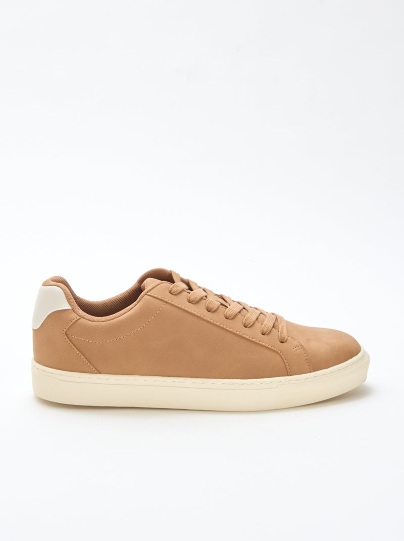 Lage sneakers met textuur Biege - Kiabi