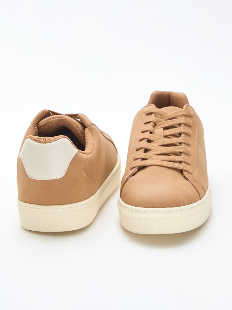 Lage sneakers met textuur Camel - Kiabi