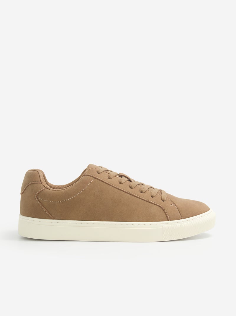 Lage sneakers met textuur Camel - Kiabi