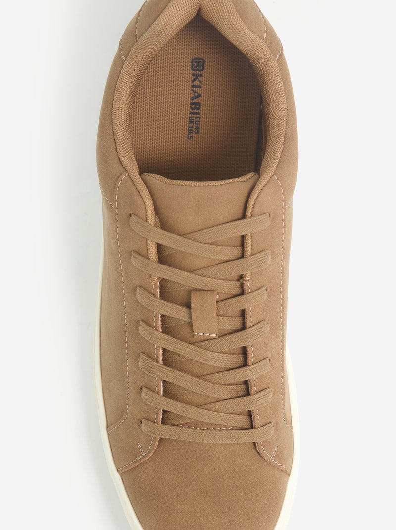 Lage sneakers met textuur Camel - Kiabi