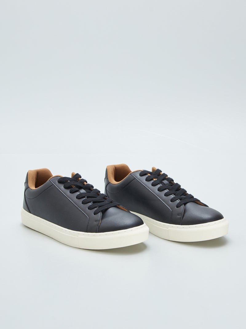 Lage sneakers met textuur ZWART - Kiabi