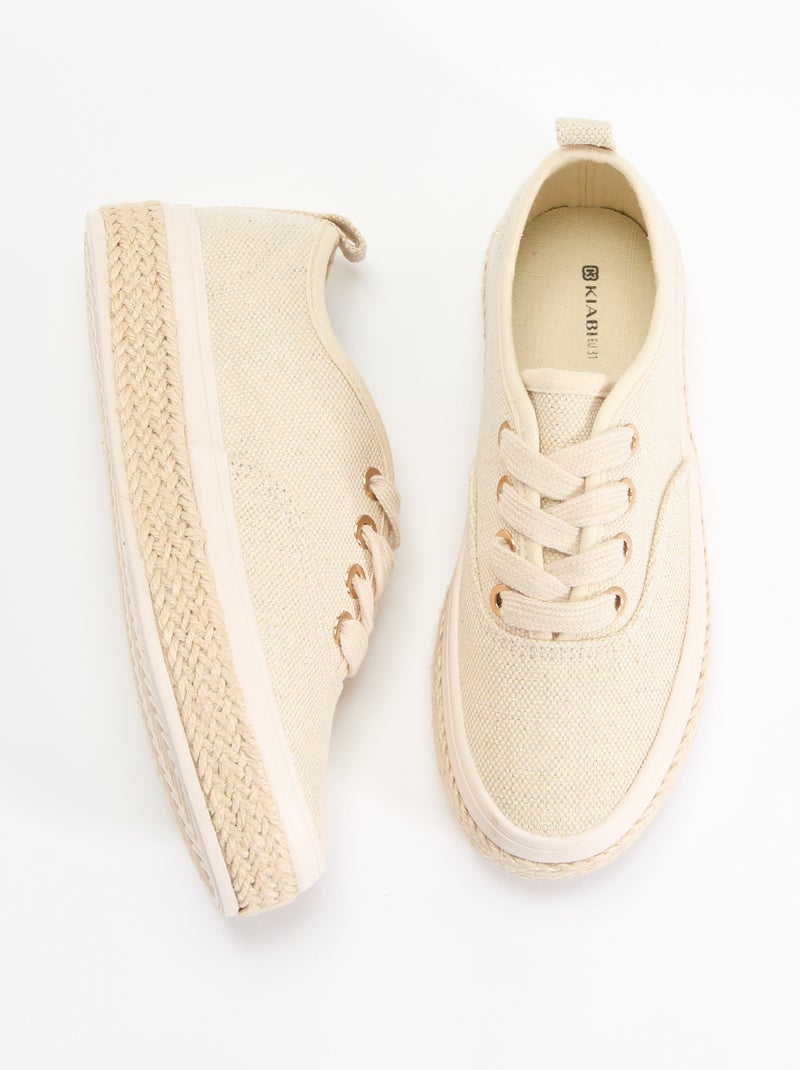 Lage sneakers met touwzool Geel - Kiabi