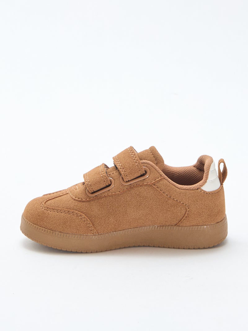 Lage sneakers met twee klittenbanden Bruin - Kiabi