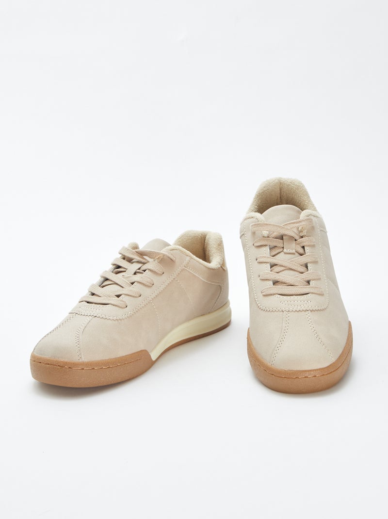 Lage sneakers met veters Bruin - Kiabi