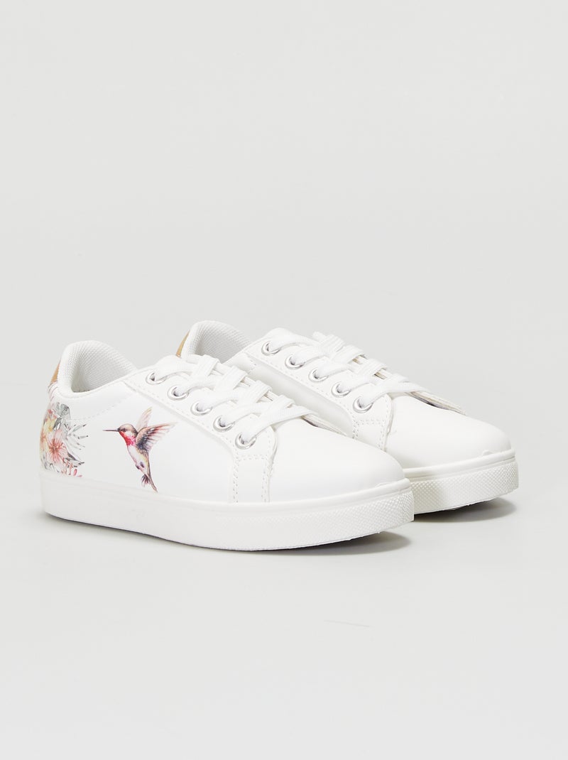 Lage sneakers met vogelprint WIT - Kiabi