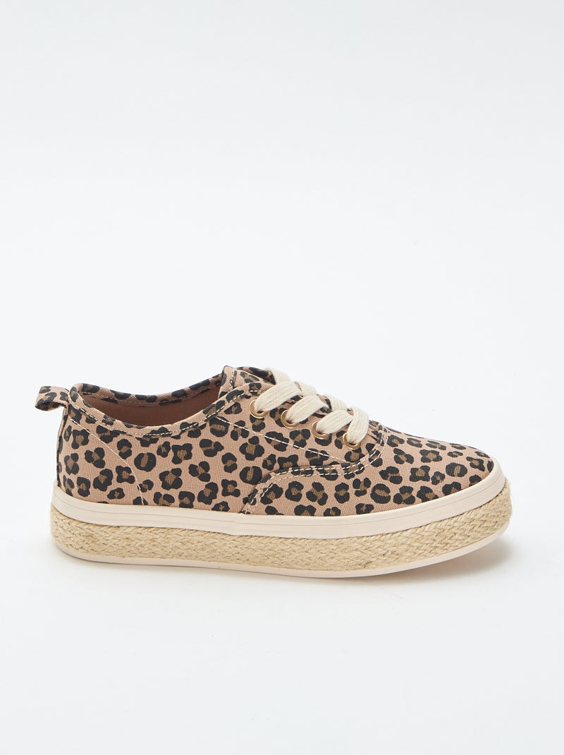 Lage sneakers met zool van touw Bruin - Kiabi
