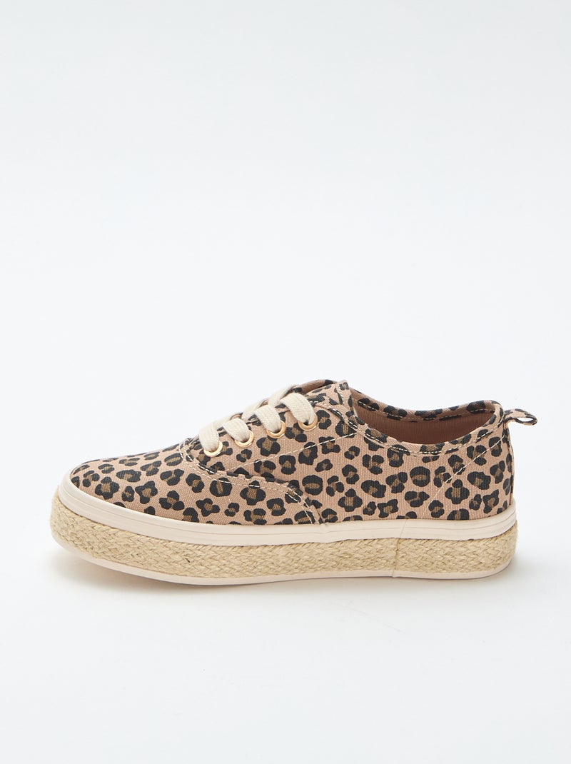 Lage sneakers met zool van touw Bruin - Kiabi