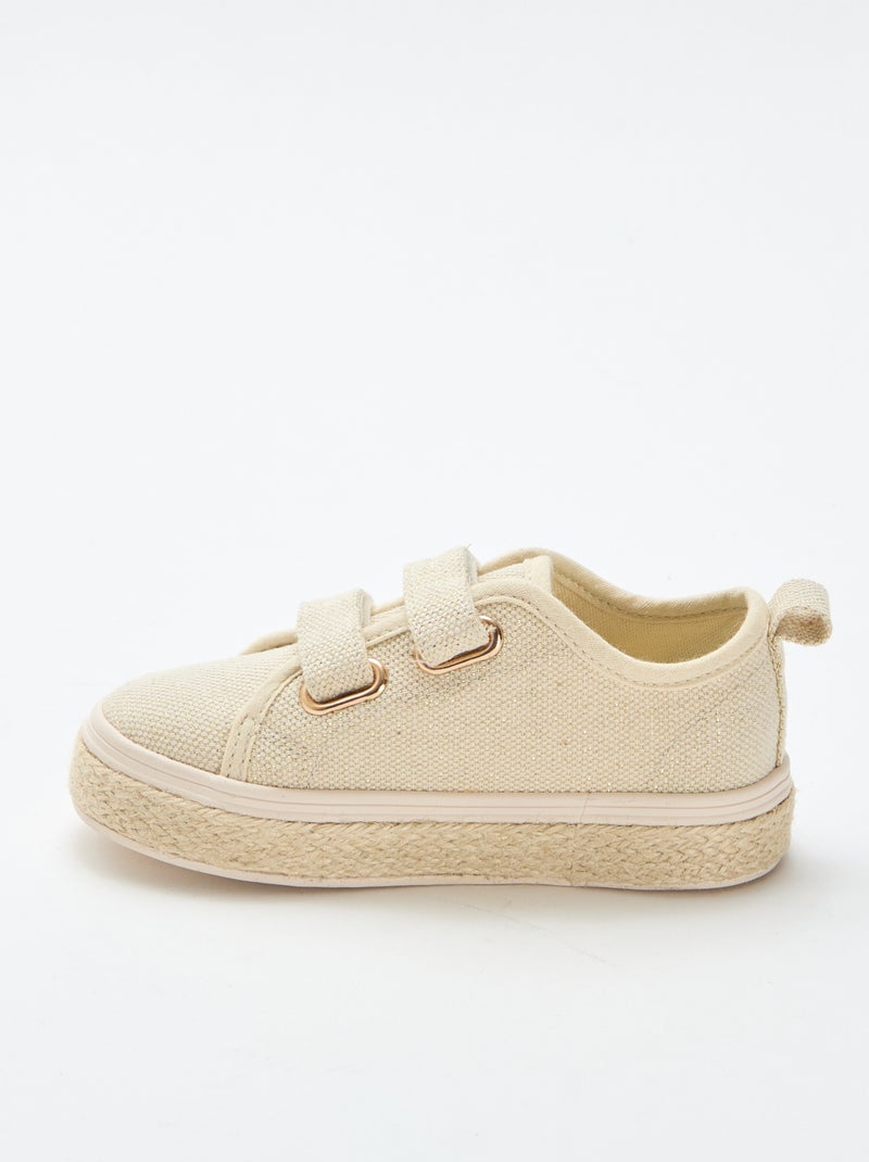 Lage sneakers van canvas met zool van touw Geel - Kiabi