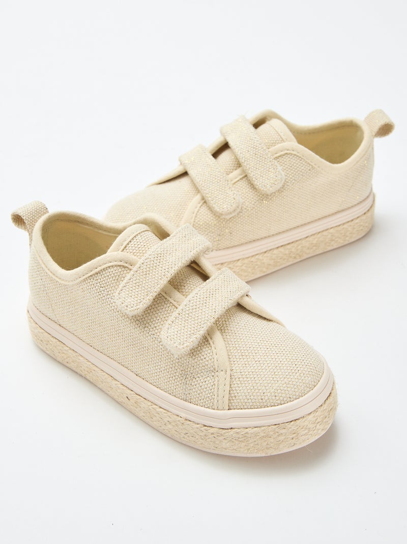 Lage sneakers van canvas met zool van touw Geel - Kiabi