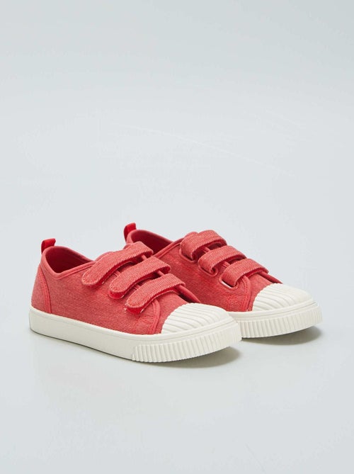 Lage sneakers van denim met klittenbanden - Kiabi