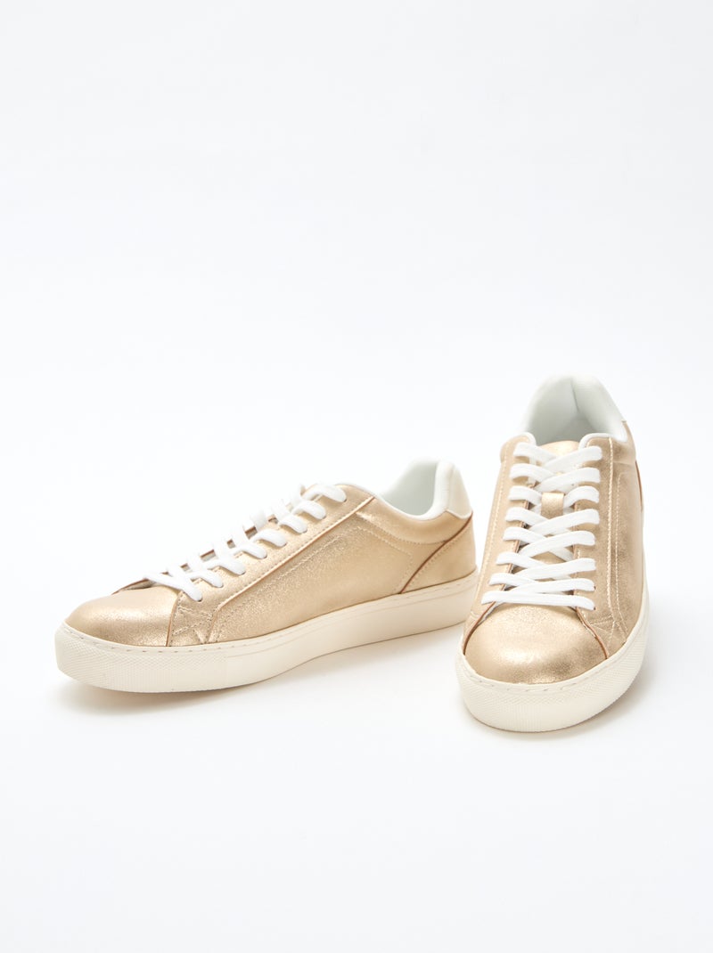 Lage sneakers van glanzende suèdine Geel - Kiabi