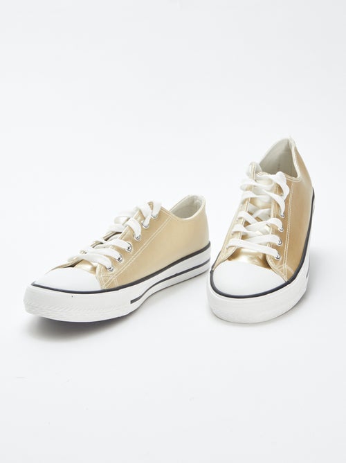 Lage sneakers van goudkleurig imitatieleer - Kiabi