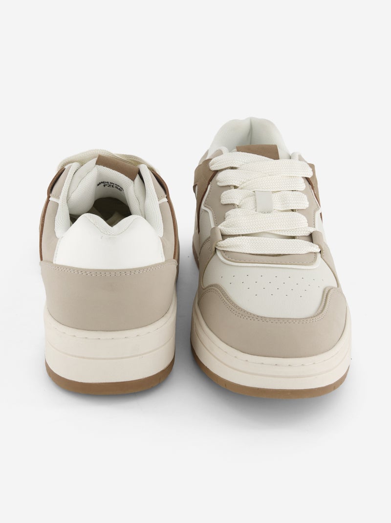 Lage sneakers van imitatieleer Biege - Kiabi