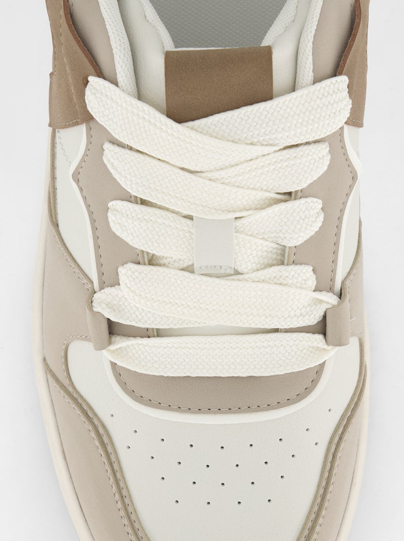 Lage sneakers van imitatieleer Biege - Kiabi