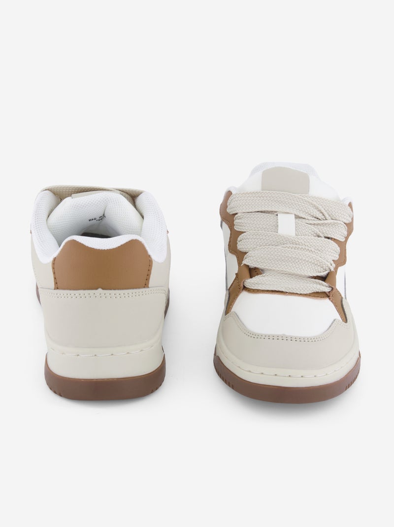 Lage sneakers van imitatieleer Biege - Kiabi