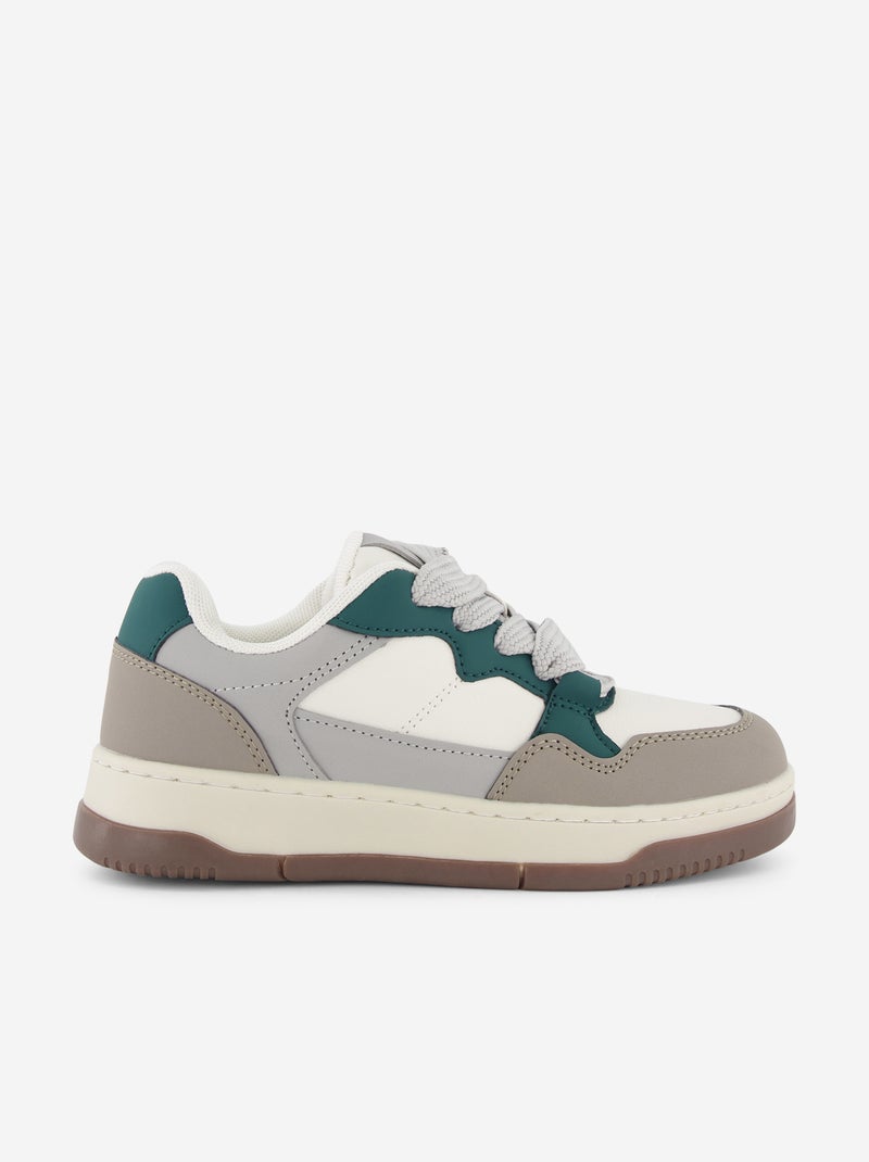 Lage sneakers van imitatieleer Grijs - Kiabi